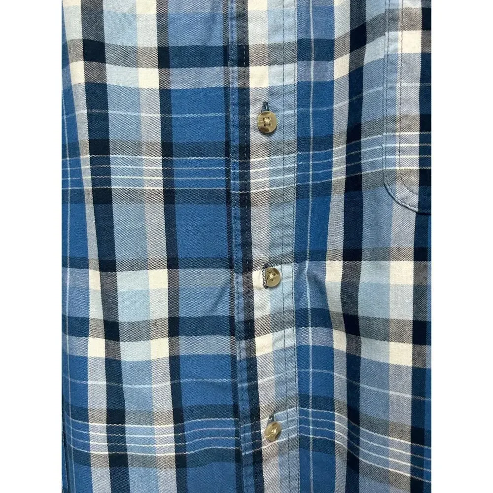 Wrangler Rugged Wear‎ Plaid Button Down Shirt Blue 3XL Tall